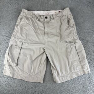 CHAPS Cargo Shorts Ripstop Mens 34 Khaki Beige Vintage Outdoor Hiking Distressed